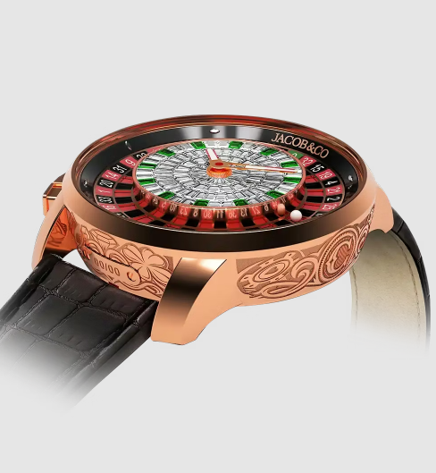Jacob & Co casino tourbillon ROSE GOLD BAGUETTE WITH ENGRAVING replica watch CA100.40.AL.BA.A
